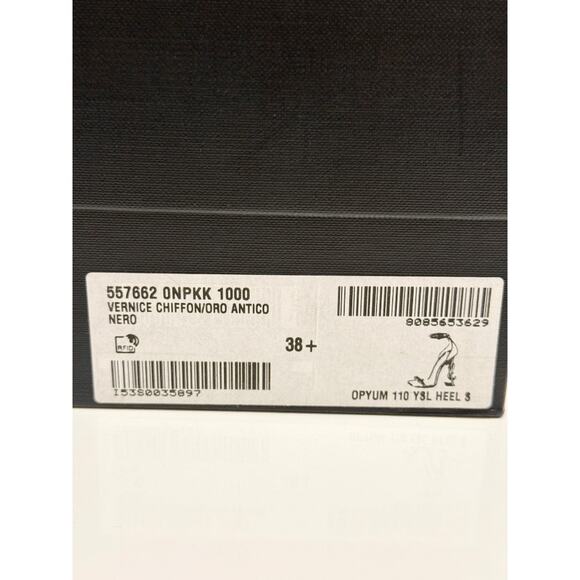Saint Laurent Patent Vernice Opyum 110 Heel Sandals Chiffon/Oro Antico Nero 38.5 - Picture 10 of 10
